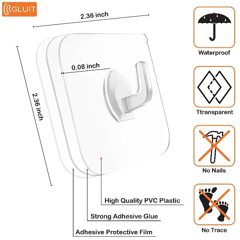 Heavy Equipment Loader - 5/10/20/30Pcs Self-adhesive Hook Transparent Door Wall